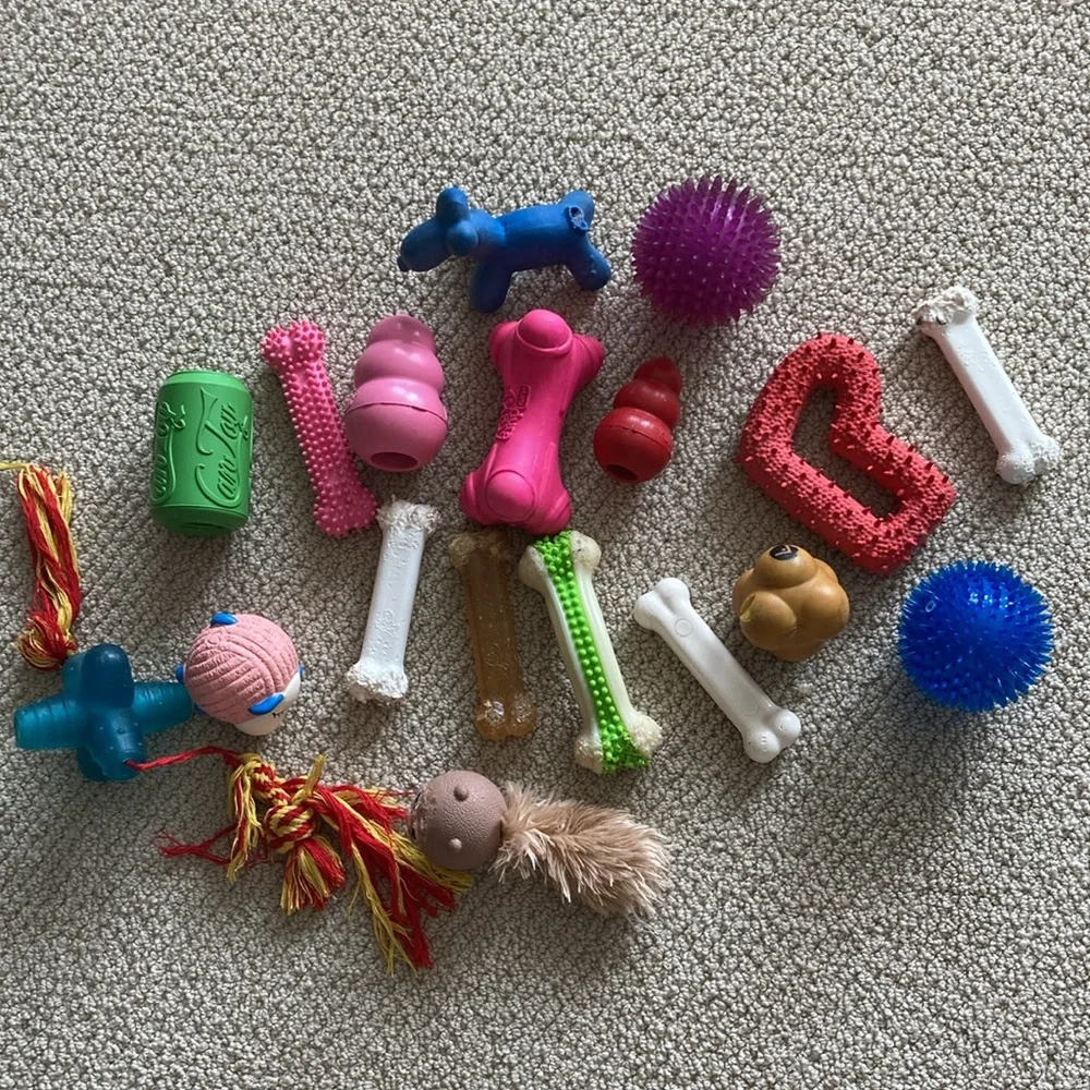 Dog Toy Bundle 18 Count Squeaker Chew Play For Medium Dogs 25 Pounds+ EUC